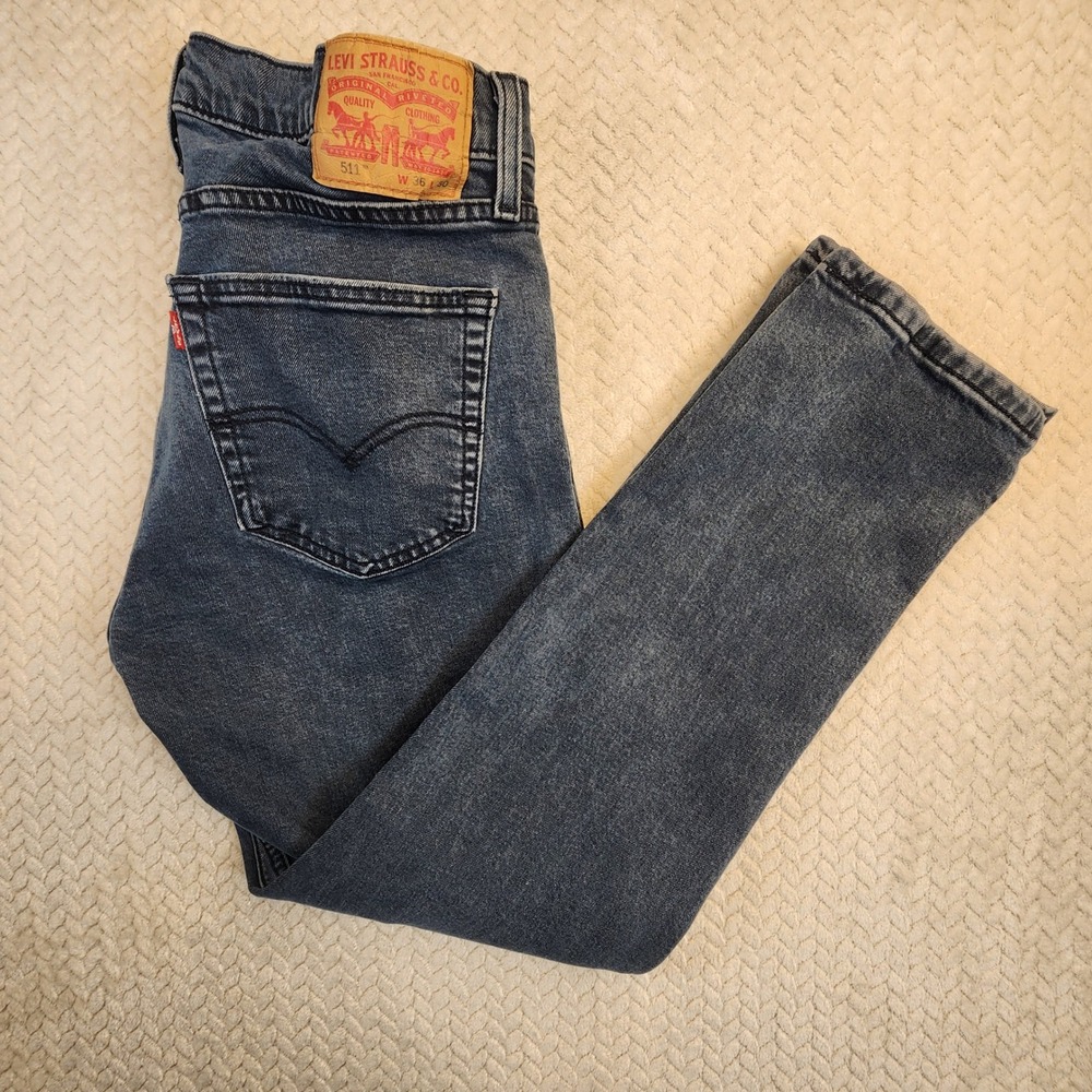 Levis 511 Slim Fit Jeans‎ Mens W36 L30 Black Grey Jeans
